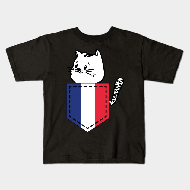 Patriotic Pocket Pussy - Cat Lover -  French Patriot Kids T-Shirt by PosterpartyCo